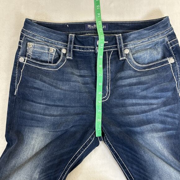 Miss Me "Leather Fleur de Lis" Rhinestone Pearls Curvy Boot 31 X 30 Bnfts Chrty - Picture 3 of 16